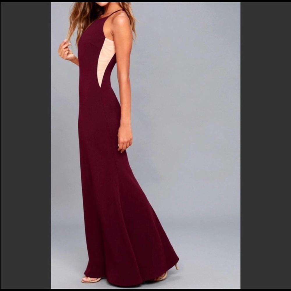 Lulus High Neck Burgundy Formal Gown